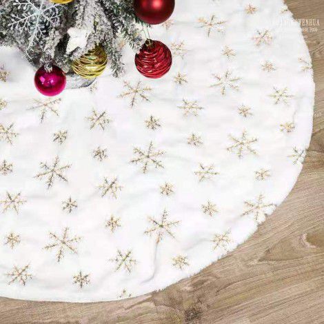 Cross border new pure white Sequin Tree Skirt Snowflake Christmas Tree Skirt Christmas tree base Decoration Christmas decorations