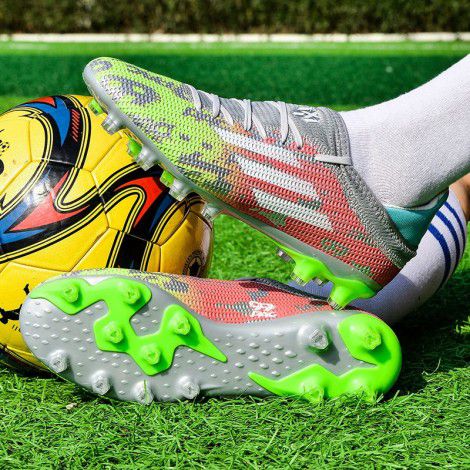 Football shoes high top mandarin duck color boys and girls TF broken nails artificial lawn youth students cross-border training