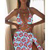 European and American New Three Piece Bikini tie dyed printed lanyard shawl swimwear cross border wholesale women's swimwear