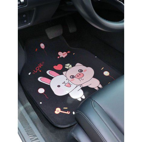 Car foot mat, general purpose in car, one-piece cute cartoon car carpet, driver's foot mat, floor mat, all season general