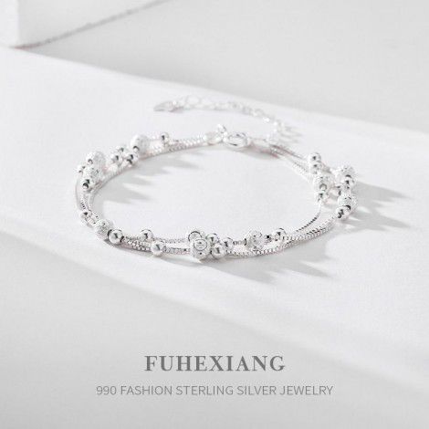 Sansheng III S990 silver bracelet girls Xia pure silver light luxury niche design sense 2022 new jewelry wholesale