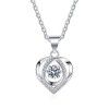 S925 light luxury small people beating heart moving necklace, Love Pendant, diamond, simple pure silver necklace wholesale