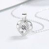 S925 light luxury small people beating heart moving necklace, Love Pendant, diamond, simple pure silver necklace wholesale