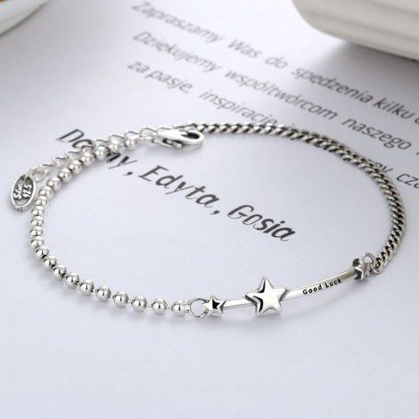 S925 sterling silver jewelry Lucky Star Bracelet female Birthday Korean version simple handmade jewelry lovers accessories factory wholesale