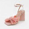 Amazon spot foreign trade women's shoes cross-border new sandals high heels thick heels bow tie silk Vintage fairy shoes
