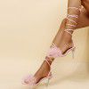 Foreign trade cross-border high-heeled strap sandals 2022 summer large new pointed one word hairy thin heel sandals (female)