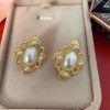 Vintage palace style Baroque Round Pearl 925 silver needle earrings earrings without ear holes ear clips Qingdao Earrings (female)