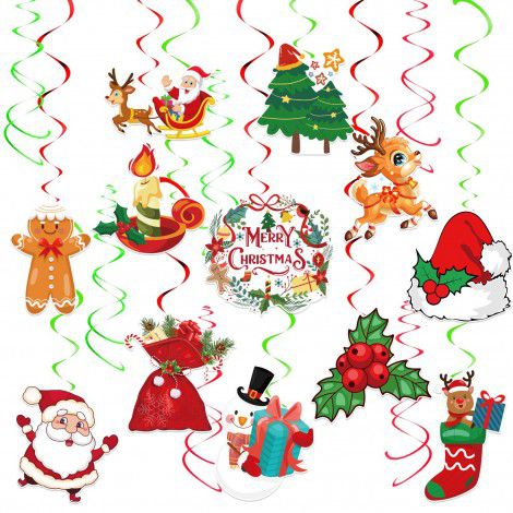 Christmas party theme gift Happy Birthday red green Snowman holiday supplies spiral elevator decoration