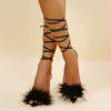 Foreign trade cross-border high-heeled strap sandals 2022 summer large new pointed one word hairy thin heel sandals (female)
