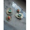 Rongyu Bohemian Mint chalcedony and Artificial Coral Earrings creative asymmetric Vintage Silver Earrings