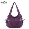 Washing Pu women's bag soft leather 2021 new cross-border European and American fashionable women's handbag large capacity Single Shoulder Messenger Bag