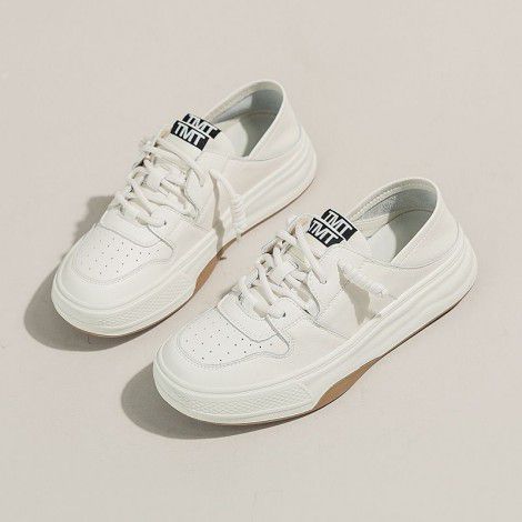 Leather summer style shallow mouth white shoes for women in spring and summer of 2022, the new Korean version of net red sports and leisure shoes (INS trend)