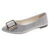 Large women's shoes 2022 spring and autumn new pointed suede square buckle pea shoes casual flat sole women's single shoes work shoes