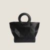  spring and summer new fashion trend ring portable tot briefcase women's wrinkled Lingge soft leather handbag 