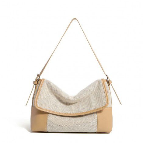 autumn winter new women's bag single shoulder portable Tote Bag Pu canvas splicing women's bag minority design simple women's bag 