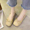 Single shoe lady 2022 summer and autumn new shallow mouth square head bean shoes bow flat bottom fairy style grandma shoes lady scoop shoes 