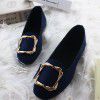 autumn and winter new fashion square head comfortable large women's shoes with velvet square buckle flat shoes women's single shoes foreign trade multicolor 