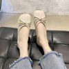 Single shoe lady 2022 summer and autumn new shallow mouth square head bean shoes bow flat bottom fairy style grandma shoes lady scoop shoes 
