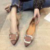  autumn and summer Hanwang red pointed low heel flat bottom metal buckle retro grandma shoes single shoes solid women's shoes 