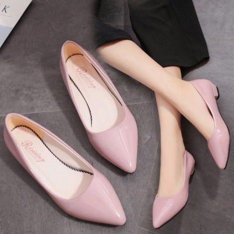 Round head professional dress women's shoes black middle heel women's shoes shallow mouth work shoes thick heel work clothes single shoes women 