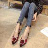  autumn and summer Hanwang red pointed low heel flat bottom metal buckle retro grandma shoes single shoes solid women's shoes 