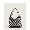New ins Woolen Bag checkerboard bag female messenger Woolen Bag Tote Bag Large Capacity portable single shoulder women's bag 
