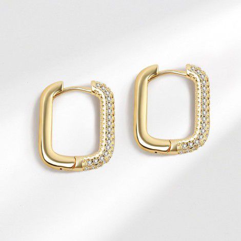 European and American earrings, women's high sense of atmosphere, net red, geometric Square Earrings, zircon personalized earrings, French earrings wholesale