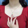 Tiktok net red 14K Gold injection French style double-layer star studded pearl clavicle Chain Necklace