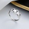 Chaosheng S925 Sterling Silver retro geometric stitching ring is simple and fashionable, with a sense of design for the minority, and it is versatile