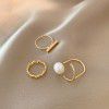 Ins fashion set ring female retro minority simple pearl ring cold wind high sense hand jewelry wholesale