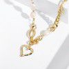 Natural baroque pearl love necklace women's stitching ins hip hop clavicle chain