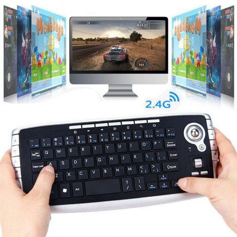 Multimedia keyboard wireless trackball keyboard Mini 2.4G wireless keyboard in one multimedia keyboard set