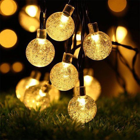 Cross border hot sale Solar bubble ball color lamp string outdoor round ball christmas lamp courtyard festival decoration lamp string