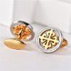 Electroplated circular two-color stainless steel retro European and American geometric gold business inlaid Cufflinks
