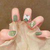 Mzy134 green grass, short green halo dyed, fresh flowers and butterflies in summer, simple and repeated wearing of nail enhancement tablets