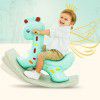 Baby rocking chair baby plastic rocking horse with music large thickened children's toy 1-2 year old Trojan horse