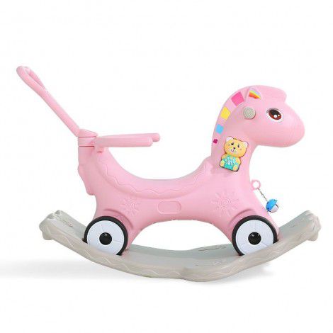 Jumping mouse, Trojan horse, children's toy, rocking horse baby, with music dual-purpose plastic rocking horse, thickened, 1-8 years old