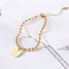 Cross border European and American trend simple 18K plated gold bracelet geometric tag round bead chain personalized titanium steel bracelet (female)