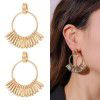 Kenjie ins style exaggerated metal pattern gold-plated earrings women's European and American cross-border fashion geometric Hoops Earrings