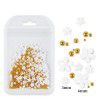 200 nail enhancement five petal flower ornaments, bagged white and pink acrylic flower ornaments, resin flowers with gold and silver beads