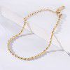 Cross border European and American trend simple 18K plated gold bracelet geometric tag round bead chain personalized titanium steel bracelet (female)