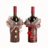 Christmas decorations, European and American new wine sets, holiday decoration props, bowknot, linen, wool collar, red wine bottle sets, spot
