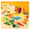 Children's family toys puzzle wooden magnetic vegetables and fruits cut happy kitchen simulation mini toy model