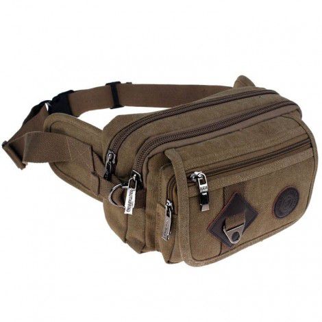 Factory direct sales: Canvas diagonal waist bag, cycling close fitting anti-theft small cross bag, outdoor sports running men's bag