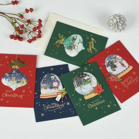 Christmas cards: three dimensional Christmas cards, Christmas Eve greeting cards, double fold cards, large flat cards with envelopes