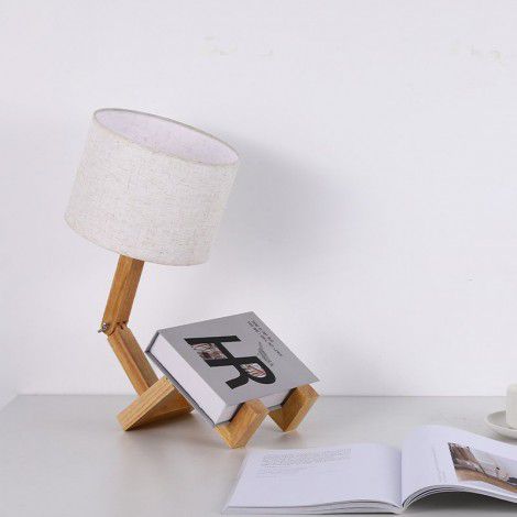 European solid wood robot creative table lamp Nordic desk lamp American bedroom bedside table lamp Australian style