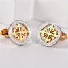 Electroplated circular two-color stainless steel retro European and American geometric gold business inlaid Cufflinks