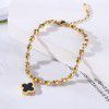 Cross border European and American trend simple 18K plated gold bracelet geometric tag round bead chain personalized titanium steel bracelet (female)