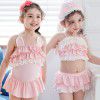 Korean version children's one-piece girls' swimsuit cute skirt type children's baby swimsuit pink suit