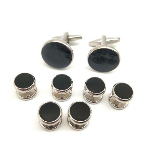 Manufacturer: Wholesale cufflinks, men's round oil dripping flat sleeve nails, 6-Piece sets, 8-piece sets, cufflink sets